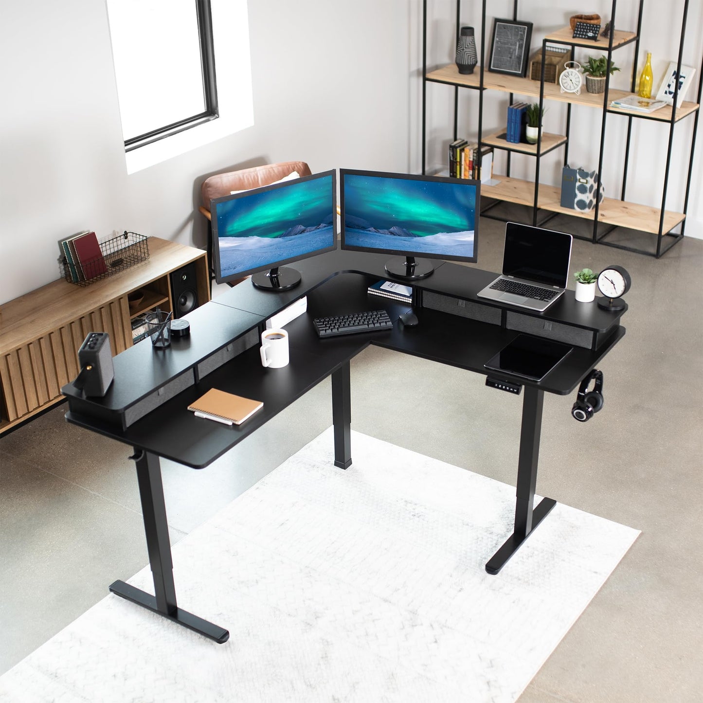 L-Shaped Electric Standing Desk